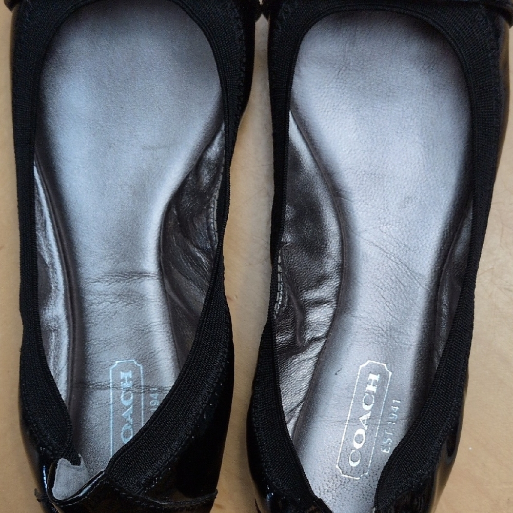 Coach Black "Dora" Ballet Flats with Silver Accents - Picture 5 of 11